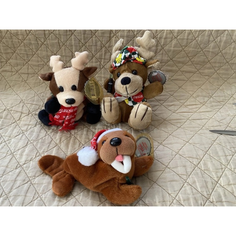 Coca Cola Brown and White Plush Reindeer